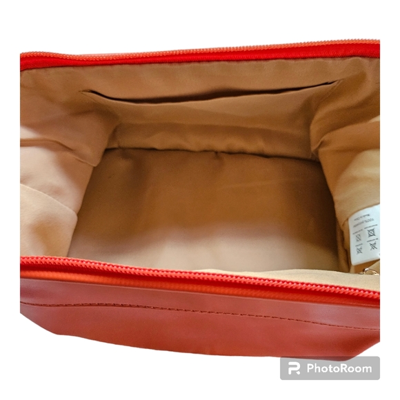 NWOT Abiudeng Makeup/Cosmetic/Travel Leather Orange Bag - Picture 6 of 8